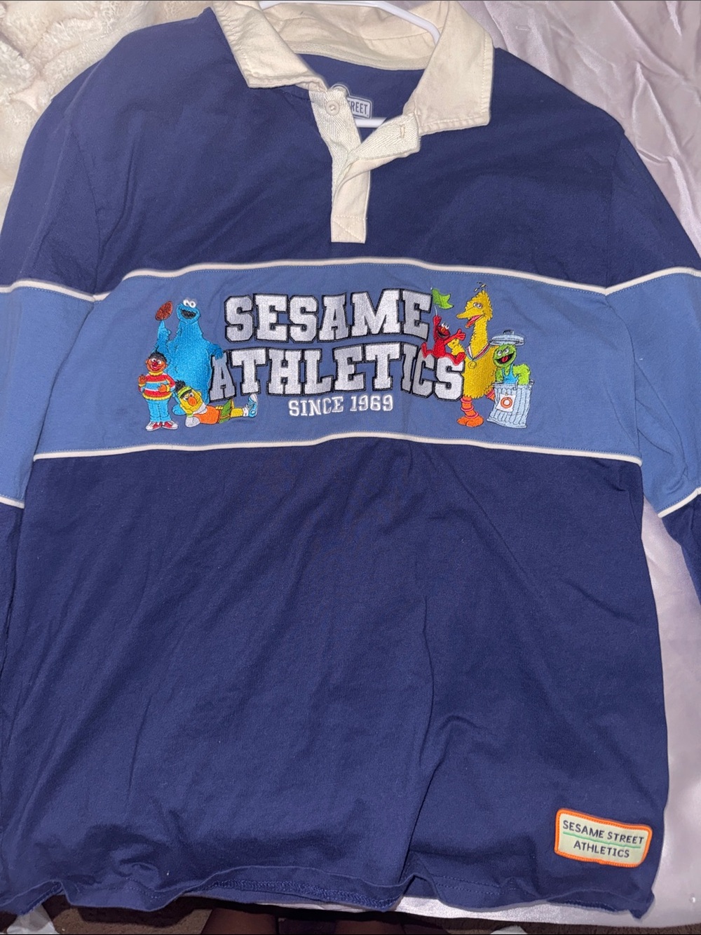 Sesame Street Navy and Light Blue Women’s Rugby Polo